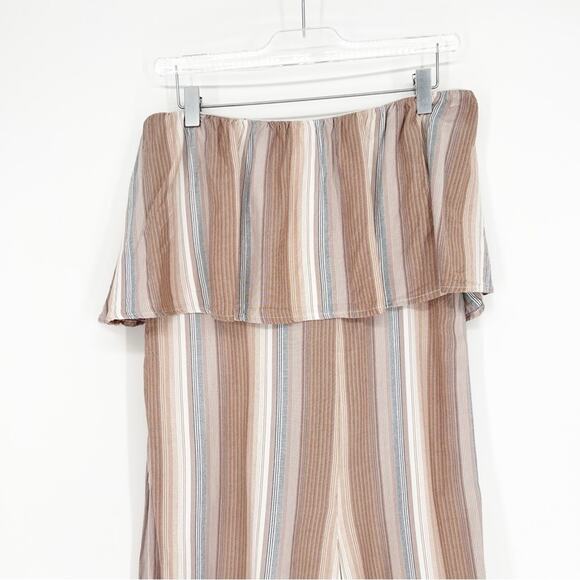 L*Space Paulina Striped Ruffle Strapless Wide Leg Jumpsuit L - Picture 5 of 7